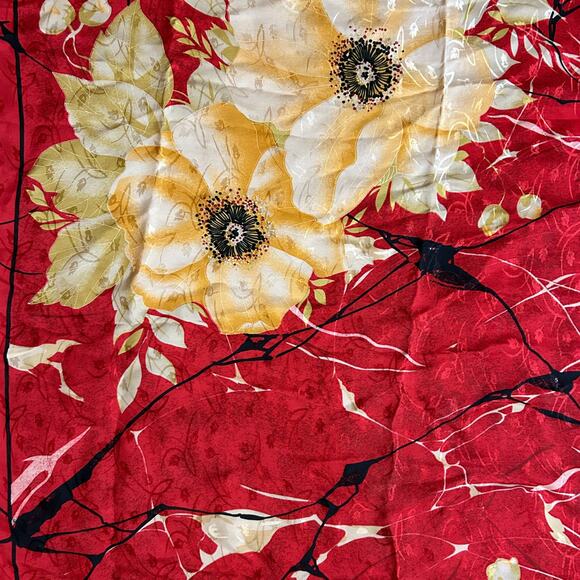 100% Silk Hand Rolled Scarf, Large 33x33 Square - Picture 2 of 5